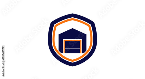 Shielded Warehouse Logo: Secure Storage, Protective Emblem, Brand Identity for a Business