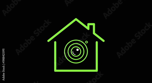 Secure Home Surveillance Camera Icon Design