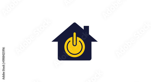 Smart Home Power Button Icon Represents Energy Efficiency And Technology