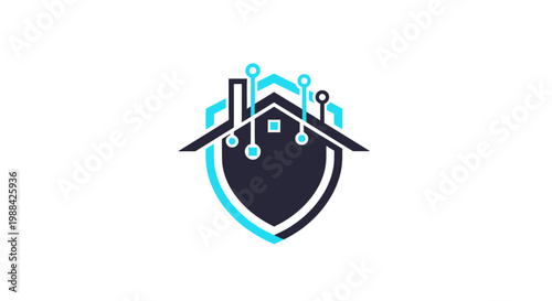 Smart Home Security Shield Digital Protection Logo Icon