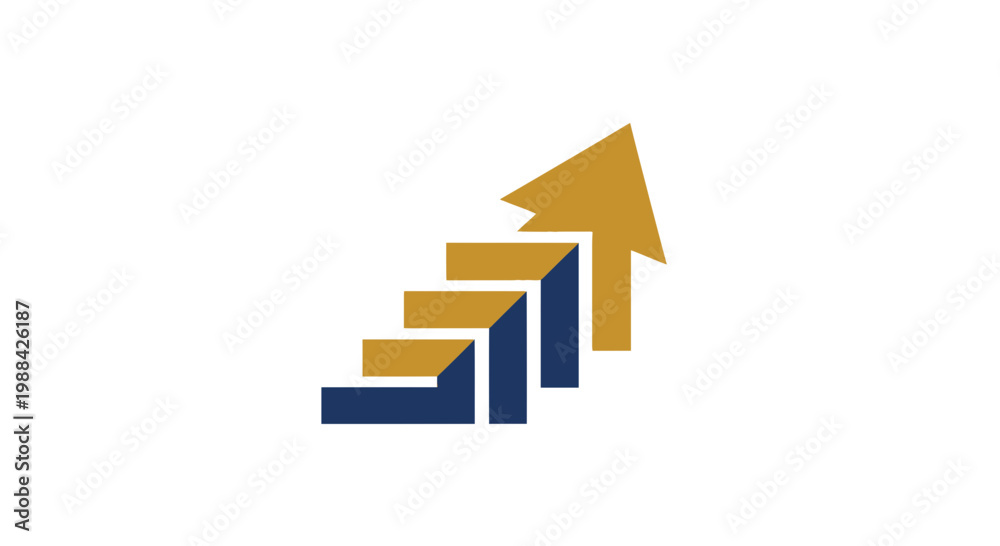 Obraz premium Staircase Arrow Symbolizing Growth, Progress, Achievement, and Upward Movement, Abstract Concept