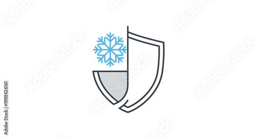 Shield Icon Representing Winter Protection and Frozen Defense with Snowflake Symbolism