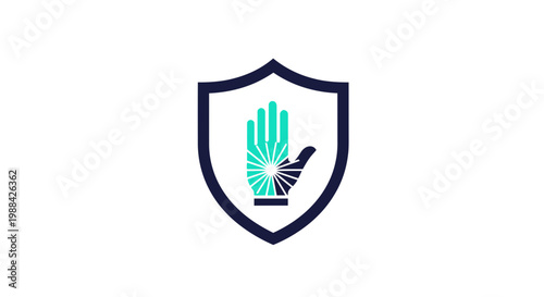 Shield Icon With Geometric Hand Offering Protection And Safety