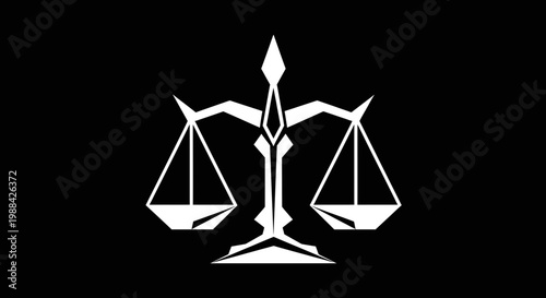 Symbolic Representation Of Balance Justice And Equanimity On Black Background