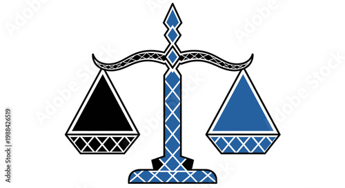 Symbolic Representation Of Fairness And Justice With Geometric Blue And Black Design