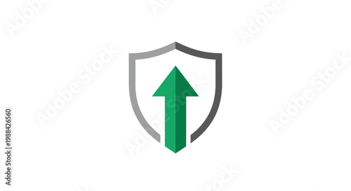 Shield Icon With Upward Arrow Suggesting Growth, Safety, Protection, and Advancement Visuals