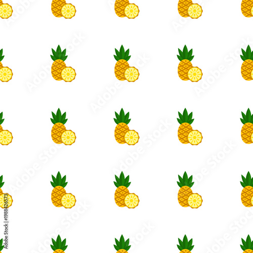 Seamless pattern of pineapple illustrations isolated on transparent background