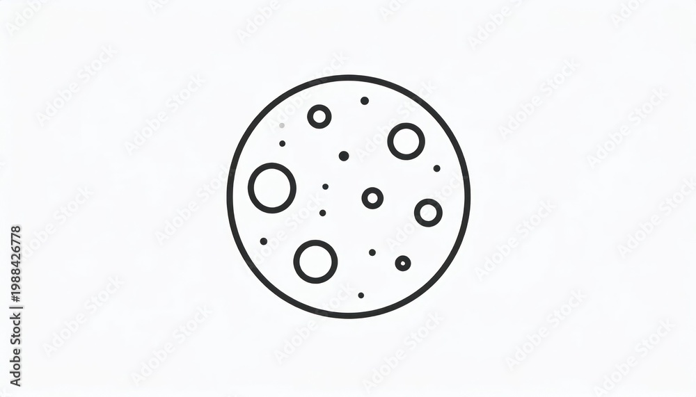 Obraz premium Simple Line Art Icon of the Moon with Craters.
