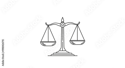 Symbolic Representation of Justice and Balance in Monochrome Vector Illustration