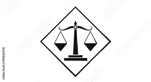 Symbolic Representation of Justice and Balance Inside a Diamond Frame