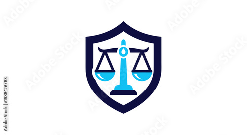 Shielded Justice Symbol In Modern Design, Illustrating Fairness, Law, And Legal Protection