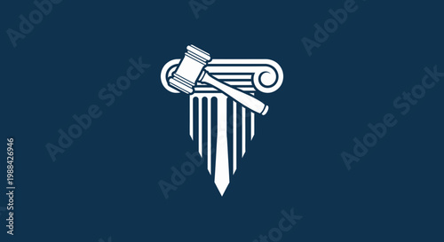 Symbolic Representation of Law and Justice Depicting a Gavel and Classic Column