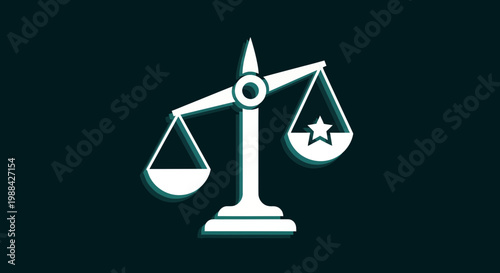 Symbolic Justice With Star Weighing Against Equality on A Dark Green Backdrop