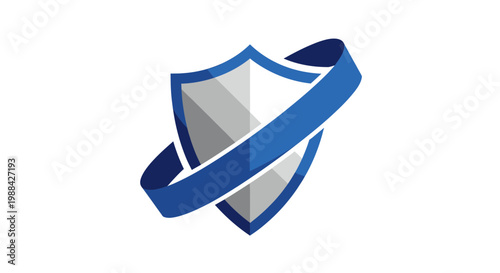 Symbolic Shield With Ribbon Design Representing Protection and Security Concept
