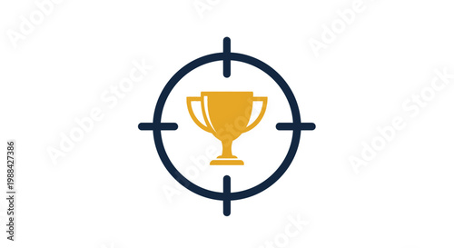 Targeted Achievement Gold Trophy Icon Represents Aiming For Success