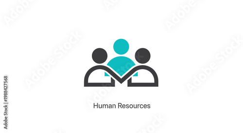 Teamwork And Human Resources Concept With Minimalist People Silhouette Icon