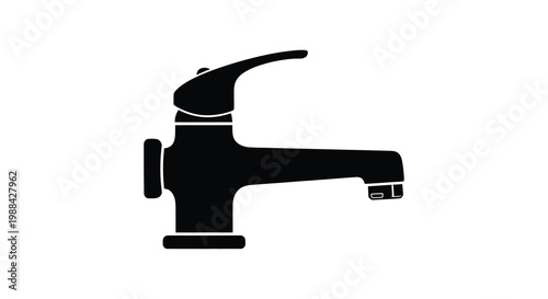 A simple black silhouette of a modern bathroom faucet with a curved spout high quality professional
