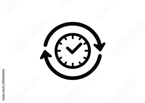 Vector of a clock with rotating arrows around it