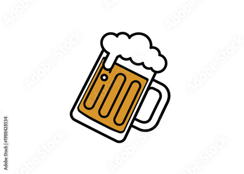 Vector of a beer mug with frothy foam on top in a minimalist style