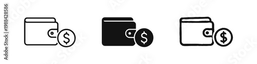 Cash Payment and Personal Finance Icon Set featuring Wallet and Dollar Coin