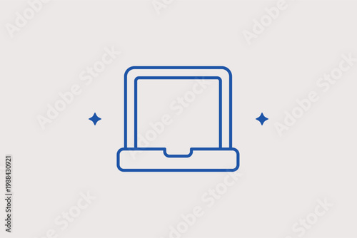 Open laptop computer line icon for remote work setups and professional computing tasks. Versatile Vector Illustration for freelance service landing pages and educational software blogs.