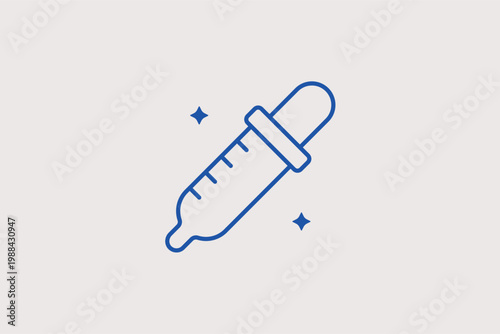 Dropper with liquid line icon for color picking and scientific laboratory dosing. Detailed Vector Illustration for graphic design software and medical clinic branding.