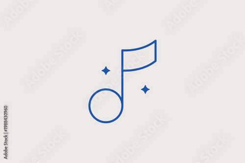 Musical note symbol line icon for melody creation and digital audio file playback. Melodic Vector Illustration for music streaming apps and entertainment industry websites.