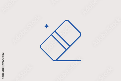 Rectangular eraser block line icon for correcting pencil sketches and artistic drafting. Functional Vector Illustration for school supply catalogs and creative design workshop guides.