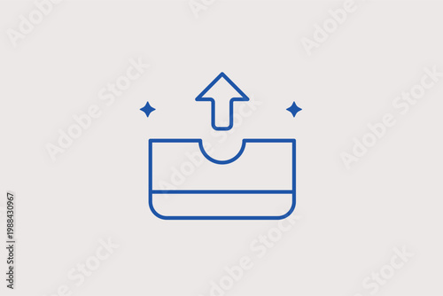 Inbox upload arrow line icon for file submission and digital data transfer. Efficient Vector Illustration for cloud storage platforms and email attachment management guides.