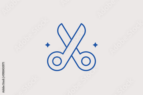Open scissors tool line icon for paper cutting and creative crafting activities. Handy Vector Illustration for DIY workshop blogs and stationary shop branding.