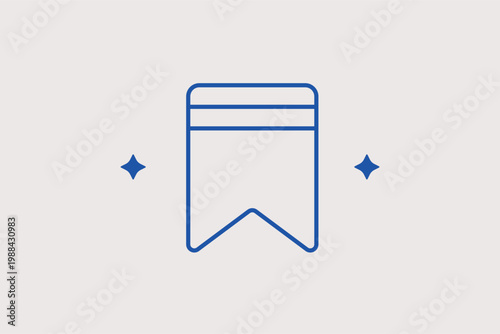 Bookmark ribbon tag line icon for webpage saving and digital reading progress. Helpful Vector Illustration for library apps and blog article favorite settings.