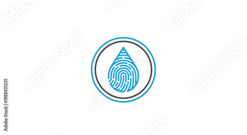 Unique Fingerprint Waterdrop Symbol Abstract Concept Identity Security Blue And Black