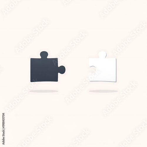 Black and white puzzle pieces disconnected concept of problem solving or choice flat design white background one piece missing piece opportunity missed solution connection disconnect