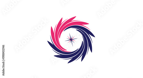 Vibrant Swirling Petal Emblem With Starburst Core