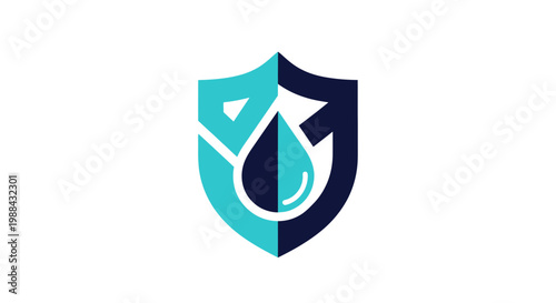 Water Protection Shield Logo, Clean and Modern Design for Water Conservation and Safety