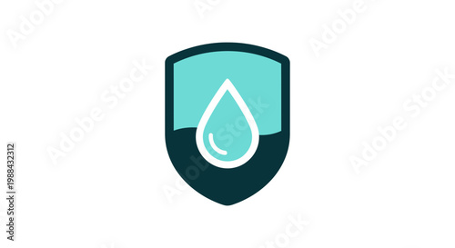 Water Protection Symbol: A Shield Depicting Water Drop and Aqueous Security Concept