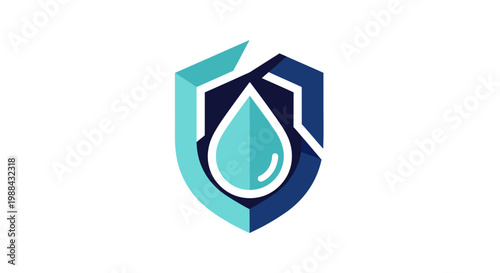 Water Protection Shield, Aqua Logo, Clean Water Conservation, Fresh Drop Icon Design
