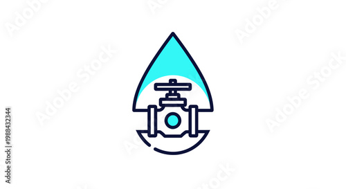 Water Resource Management Icon: Symbolizing Fluid Control and Sustainable Conservation Effort