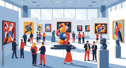 People in Art Gallery Space.