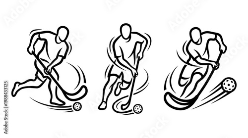 Dynamic Floorball Action - Artistic Depiction of Players in Motion.