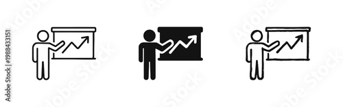 Speaker Presenting Growth Graph Icon Set for Professional Training