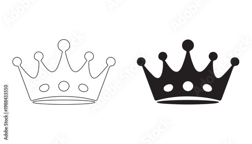 Two black and white crown illustrations a regal symbol of power and authority
