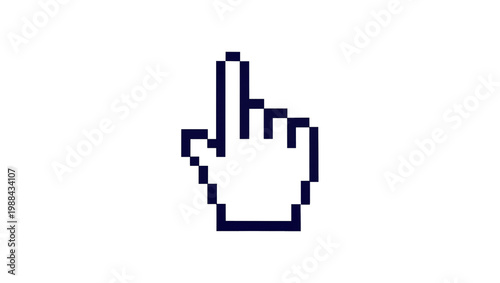 Tableau sur toile Pixelated dark blue hand cursor pointing upwards, isolated on transparent backgr