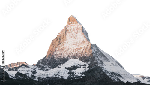 Billede på lærred Majestic snow-capped Matterhorn mountain peak with rocky slopes, isolated on tra