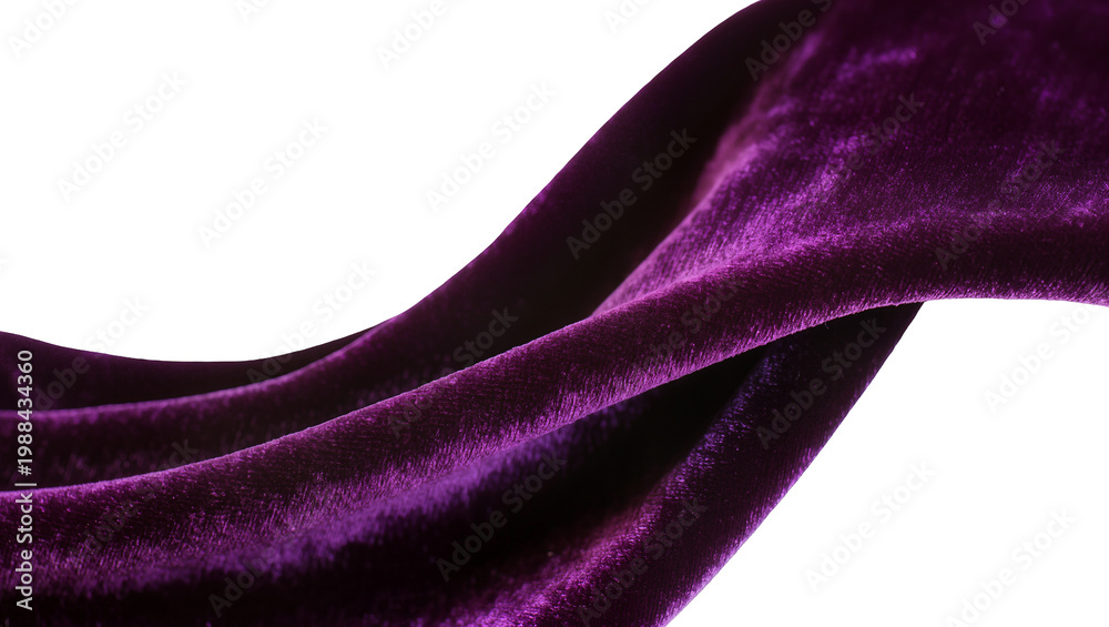 Εκτύπωση καμβά Deep purple velvet fabric draped in soft folds, isolated on transparent backgrou
