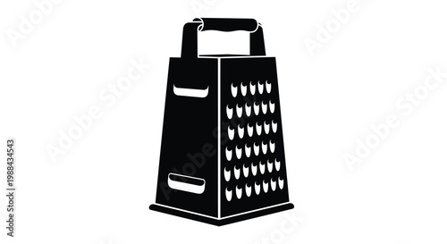 A black and white graphic depiction of a box grater a common kitchen utensil high quality