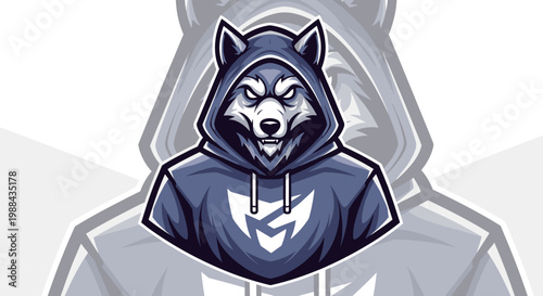 Wolf wearing a hooded sweatshirt.
