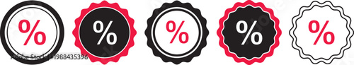 Percentage Icons, Sale Symbols, Discount Labels, Promotional Graphics