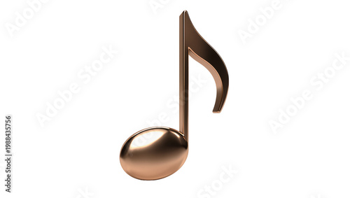 Bilde på lerret Shiny bronze eighth note symbol, isolated on transparent background