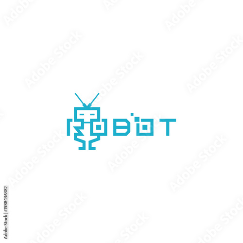 Robot machine text, logo design.